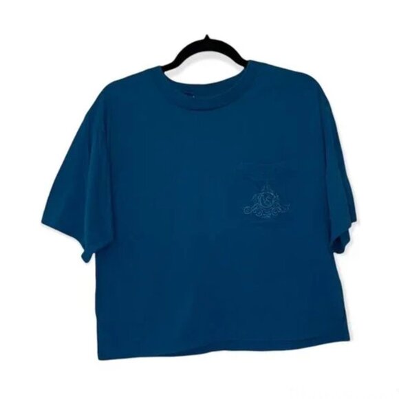 Vintage Victoria Secret Gold Label Boxy Teal Crop Top Women's Size M/L - Picture 1 of 5